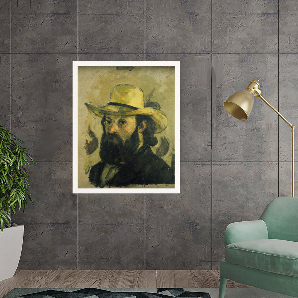 Self Portrait In A Straw Hat - Framed Canvas