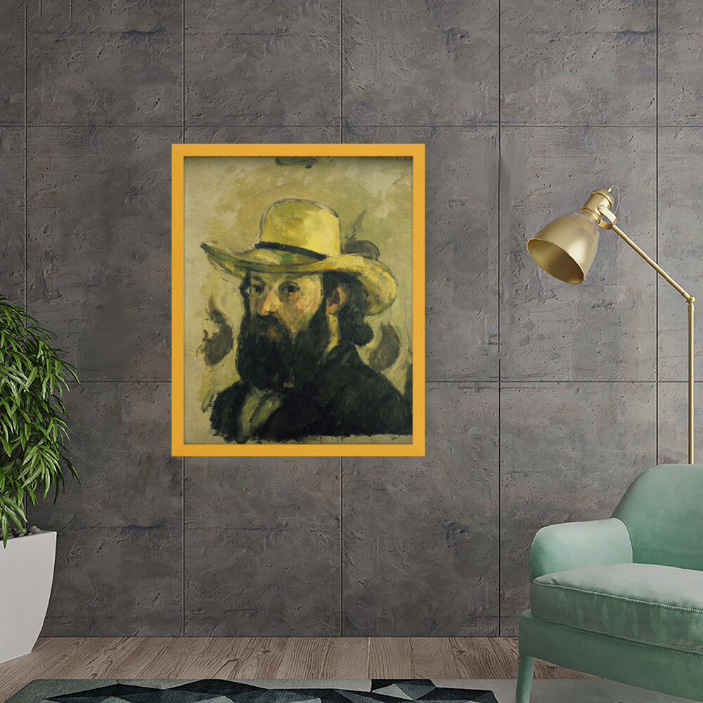 Self Portrait In A Straw Hat - Framed Canvas