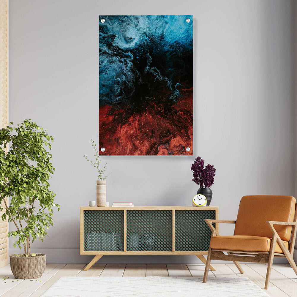 Blue And Red Mix Splash - Acrylic Wall Photo