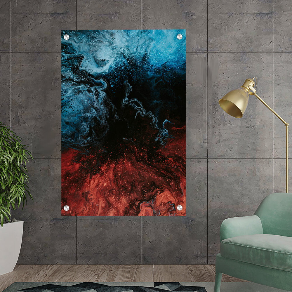 Blue And Red Mix Splash - Acrylic Wall Photo