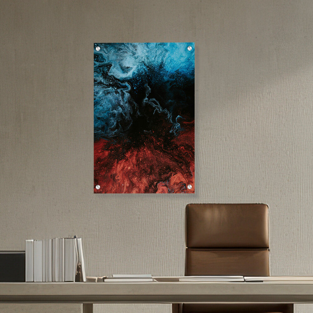 Blue And Red Mix Splash - Acrylic Wall Photo