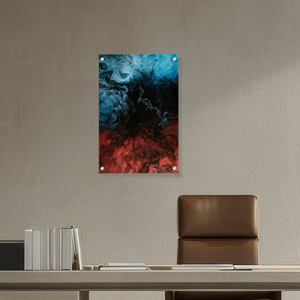 Blue And Red Mix Splash - Acrylic Wall Photo