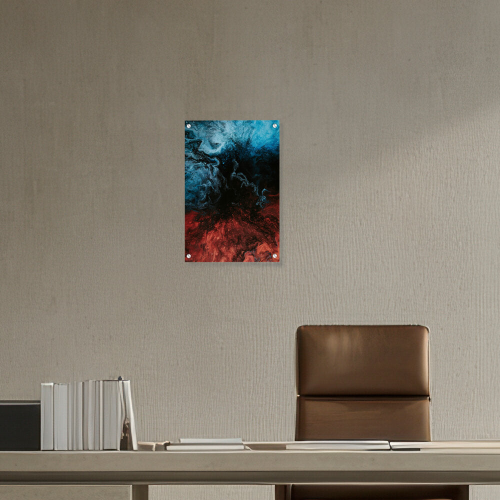 Blue And Red Mix Splash - Acrylic Wall Photo