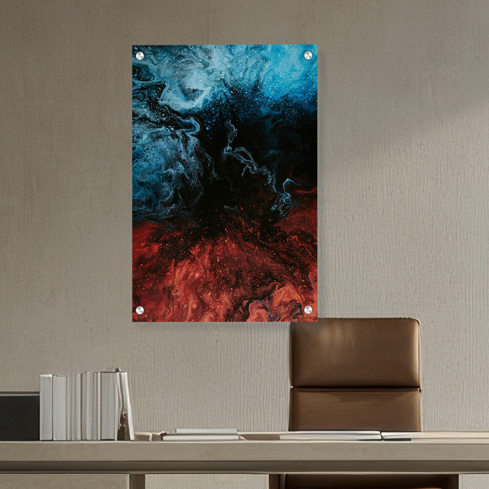 Blue And Red Mix Splash - Acrylic Wall Photo