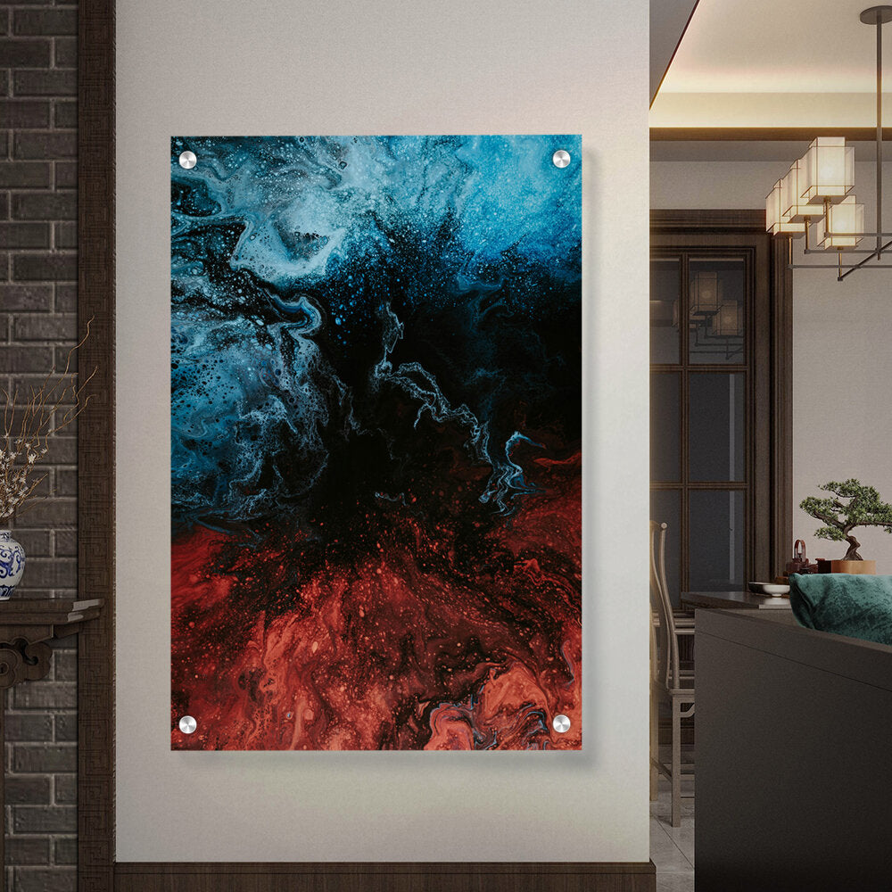 Blue And Red Mix Splash - Acrylic Wall Photo