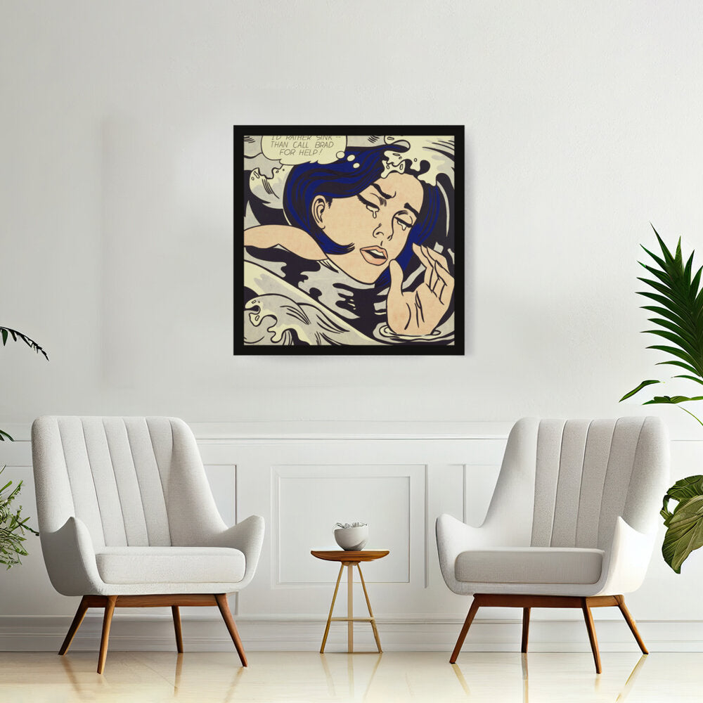 Drowning Girl - Framed Canvas