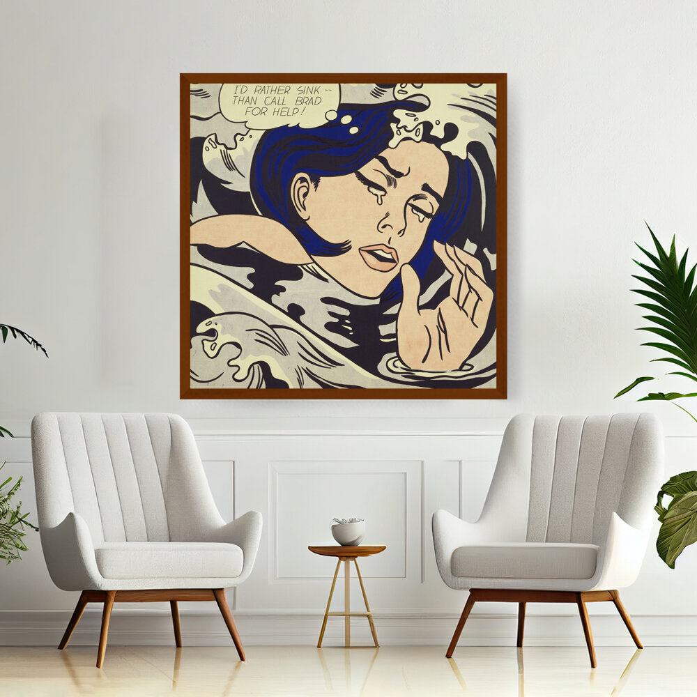 Drowning Girl - Framed Canvas