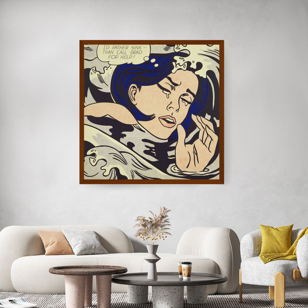 Drowning Girl - Framed Canvas