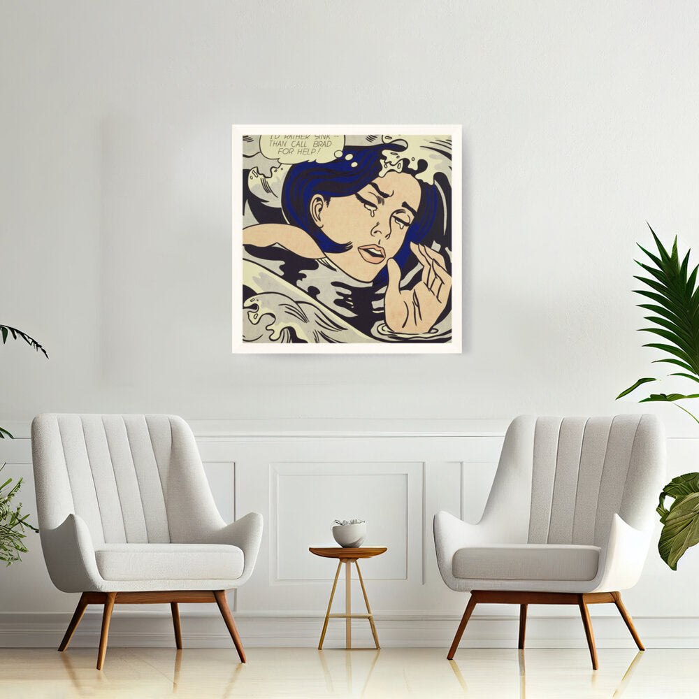 Drowning Girl - Framed Canvas