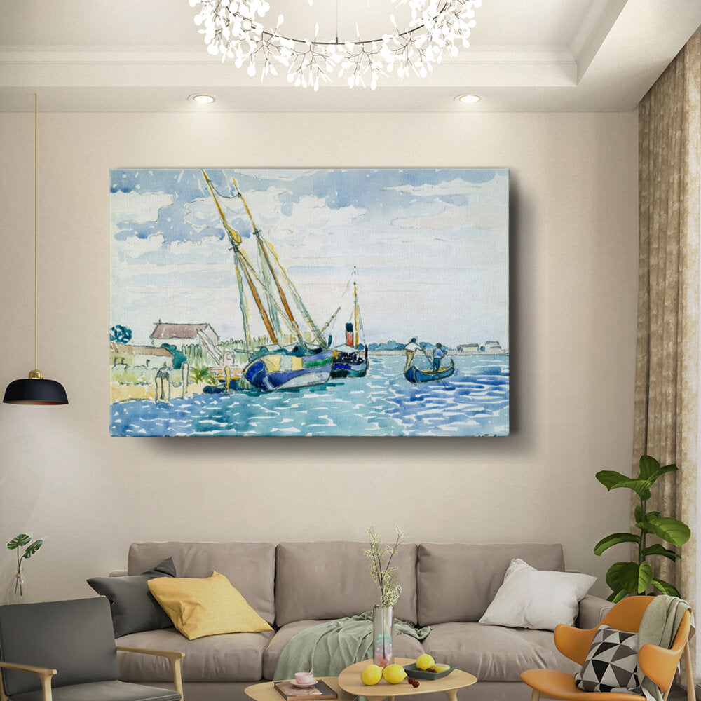Harbor Scene In Watercolor
