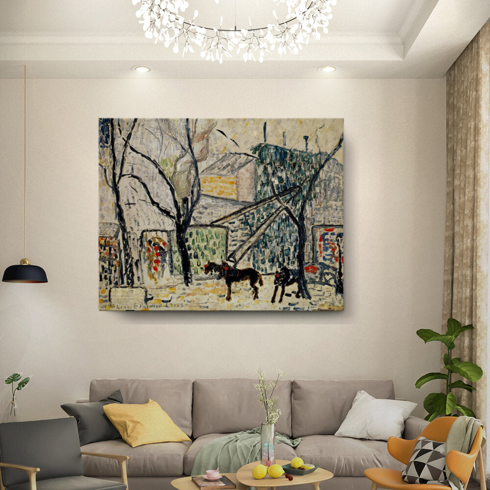 Winter Scene With Dogs