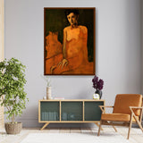 Contemplative Figure - Framed Canvas