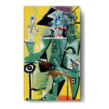 Seated Figure With Yellow Background - Wall Canvas