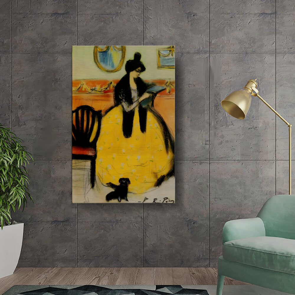 Woman Reading With Dog