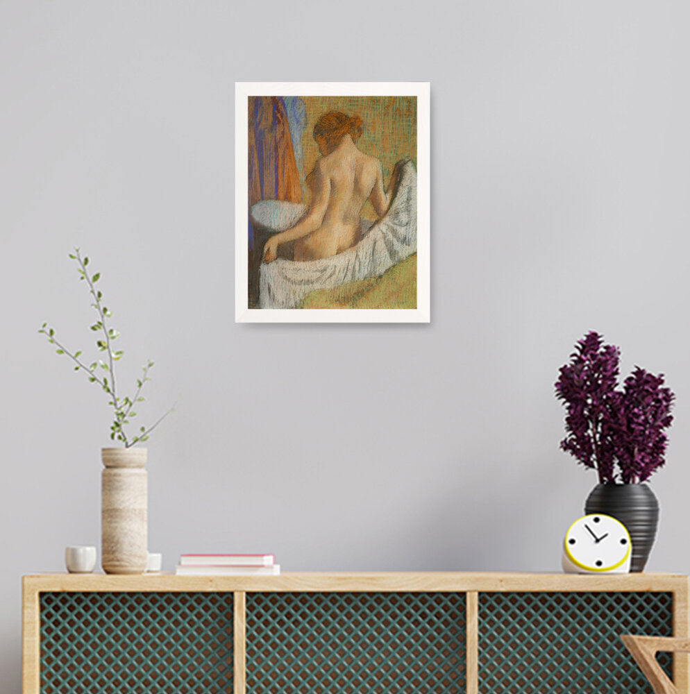 After The Bath Woman With A To - Framed Canvas
