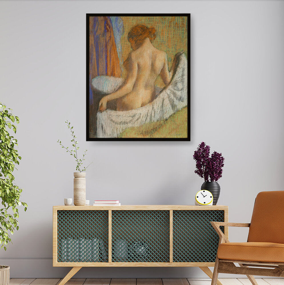 After The Bath Woman With A To - Framed Canvas