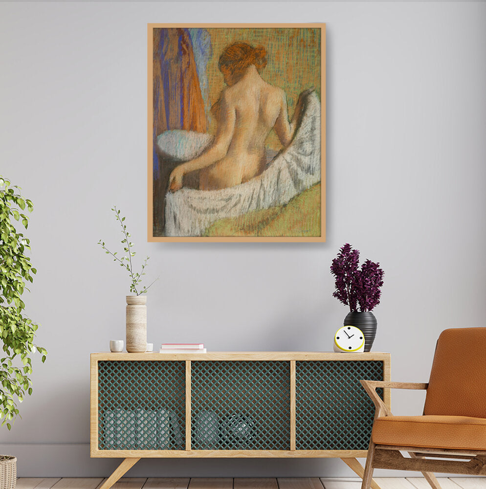 After The Bath Woman With A To - Framed Canvas