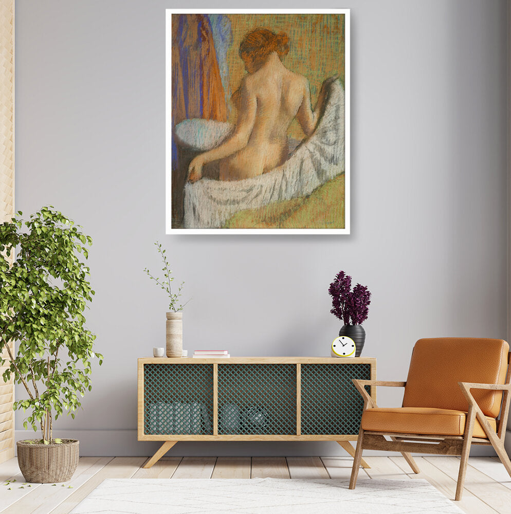 After The Bath Woman With A To - Framed Canvas
