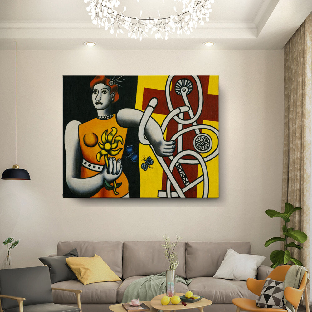 Woman With Flowers And Abstract Shapes