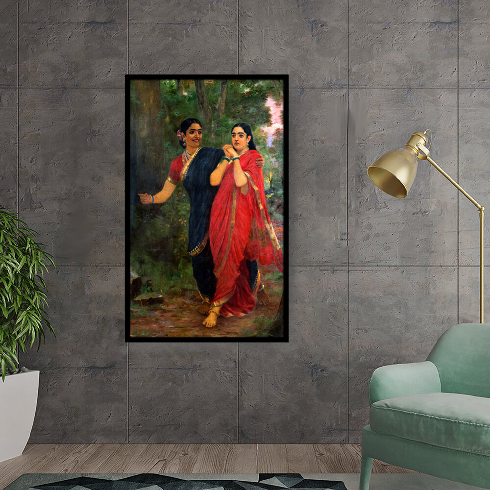 Draupadi And Simhika - Framed Canvas