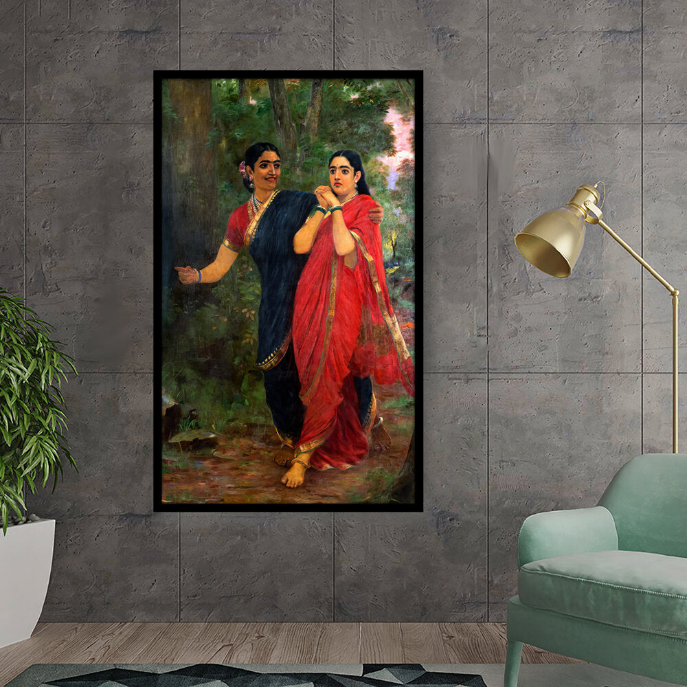 Draupadi And Simhika - Framed Canvas