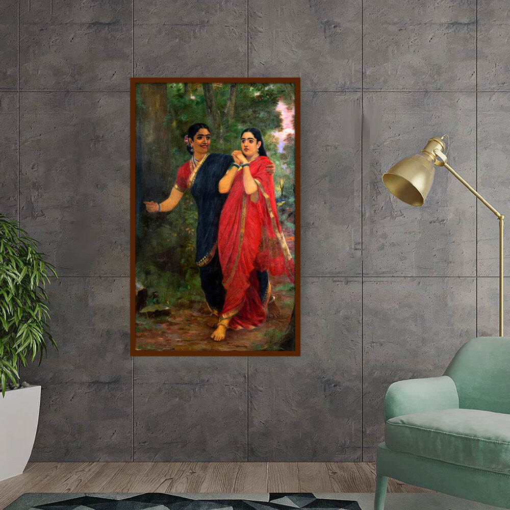 Draupadi And Simhika - Framed Canvas