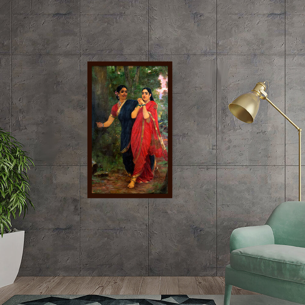 Draupadi And Simhika - Framed Canvas