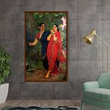 Ravi - Varma - Draupadi And Simhika - Framed Canvas