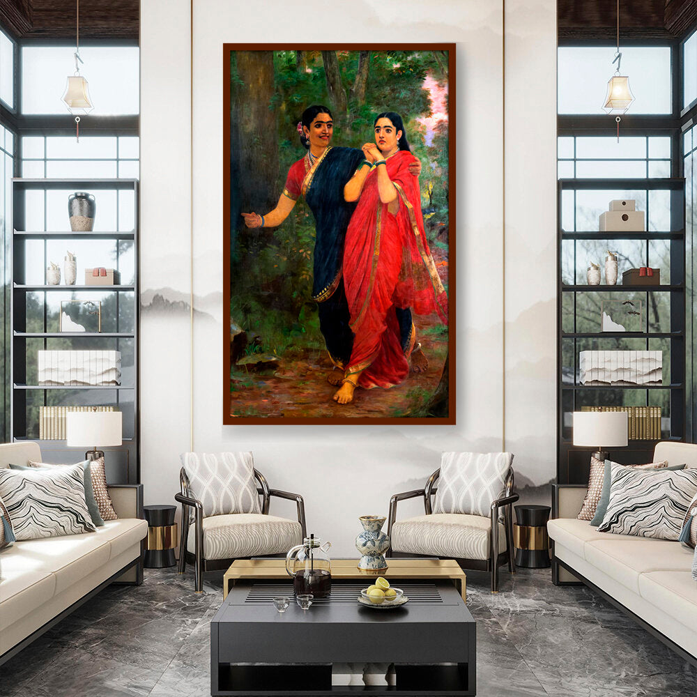 Draupadi And Simhika - Framed Canvas