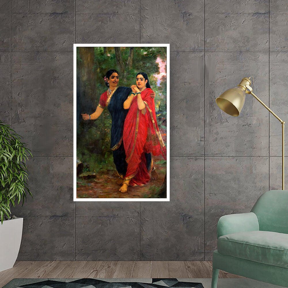 Draupadi And Simhika - Framed Canvas