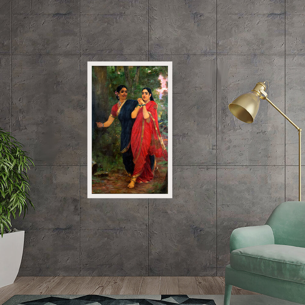 Draupadi And Simhika - Framed Canvas