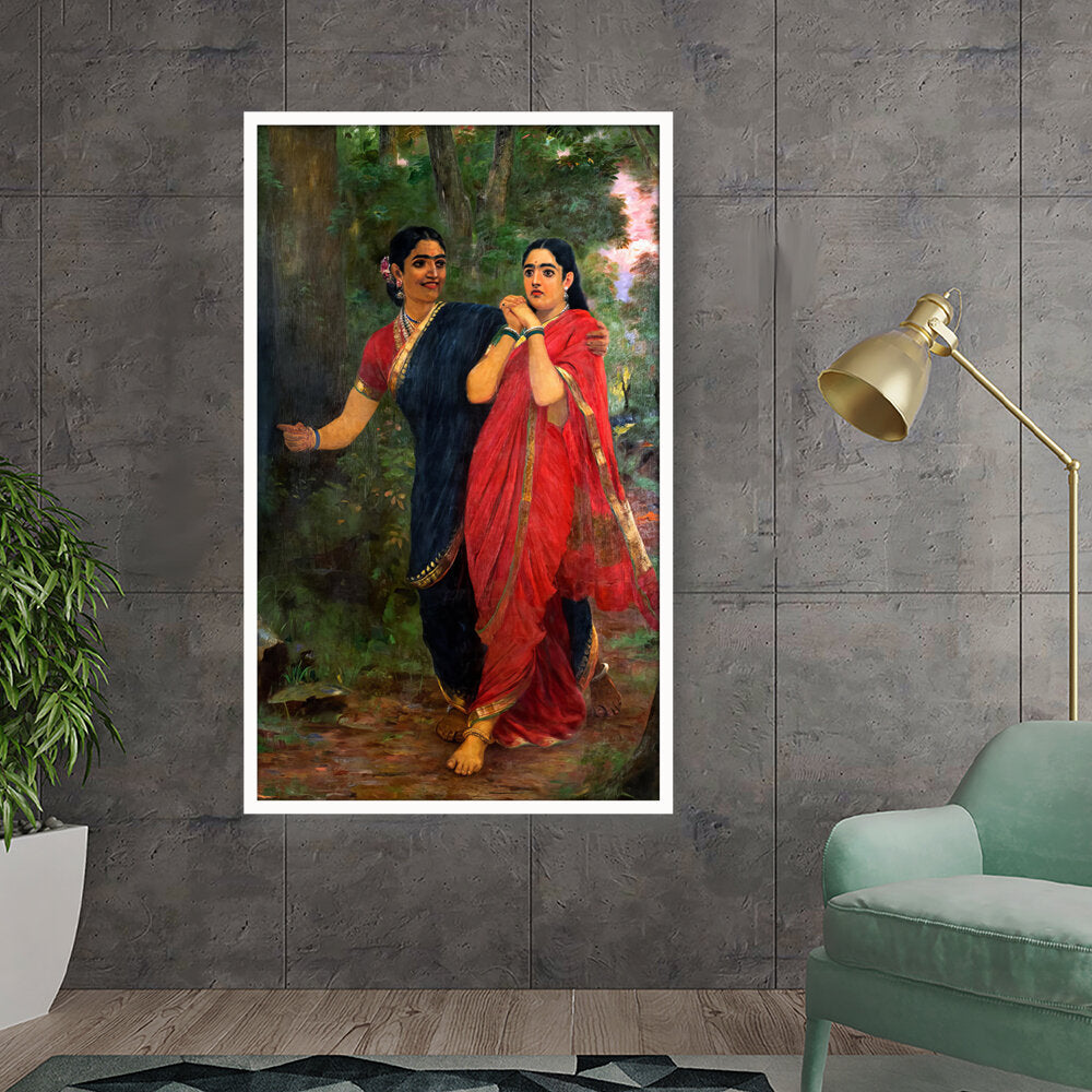 Draupadi And Simhika - Framed Canvas