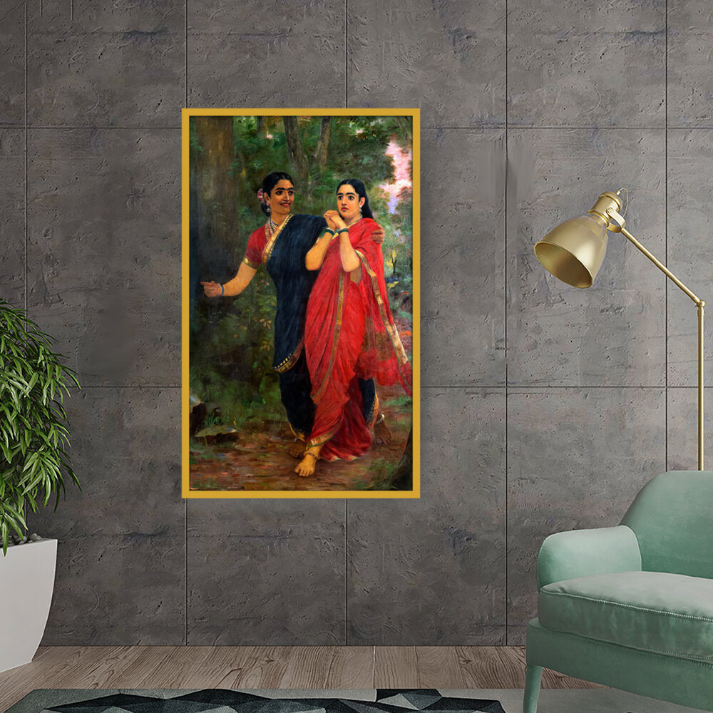 Draupadi And Simhika - Framed Canvas