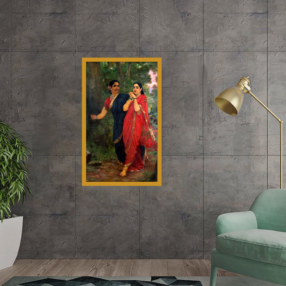 Draupadi And Simhika - Framed Canvas