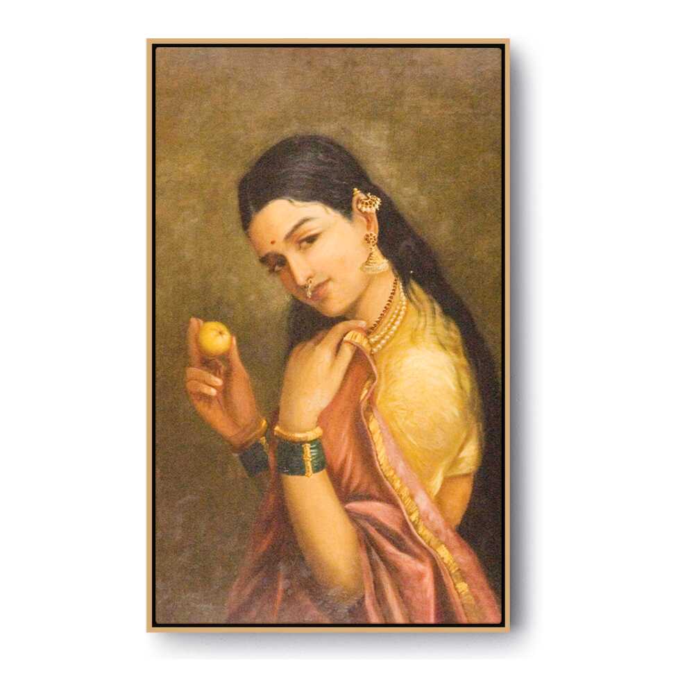 Woman Holding A Fruit - FLOATING FRAME