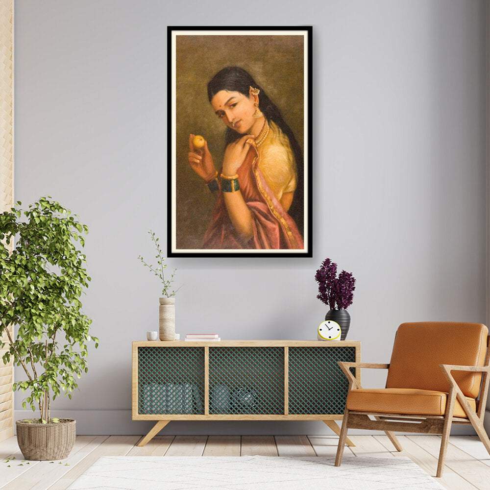 Woman Holding A Fruit - WALL MOUNT FRAME