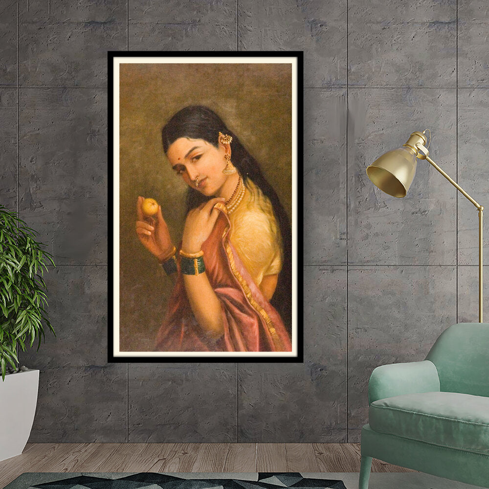 Woman Holding A Fruit - WALL MOUNT FRAME