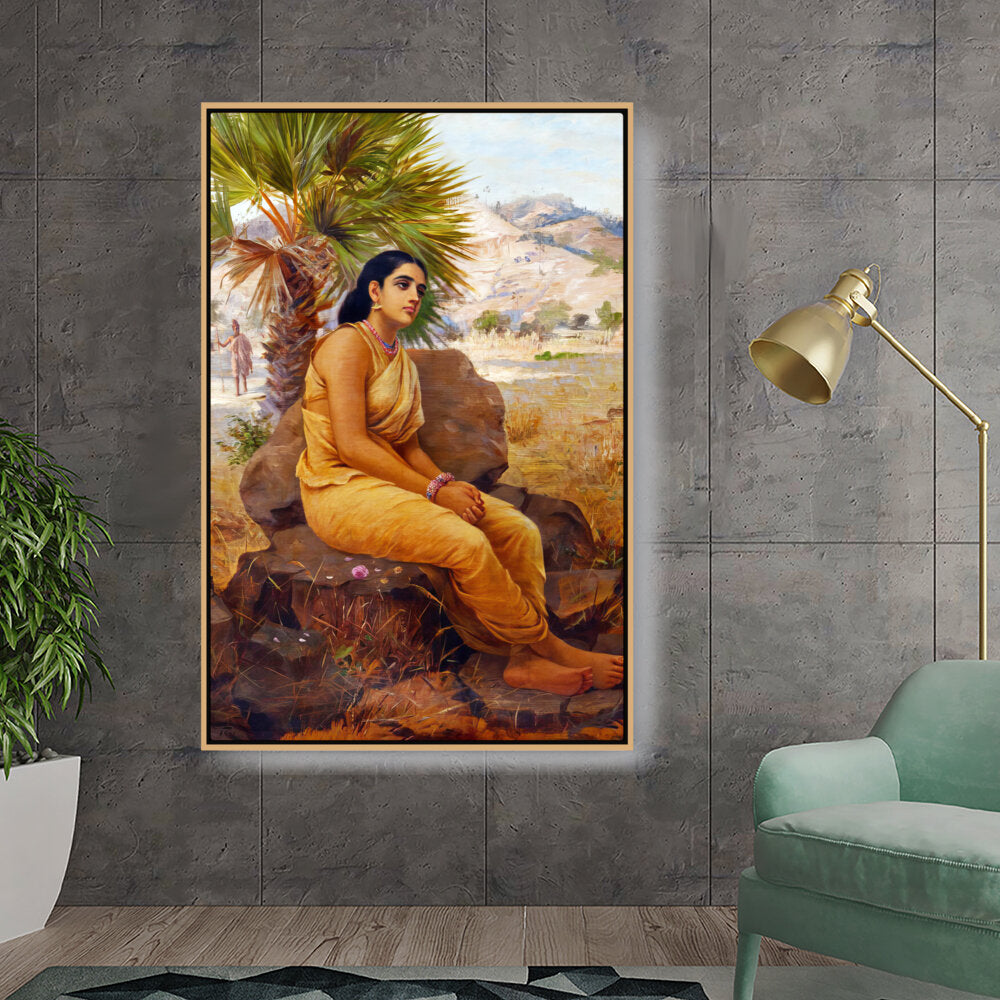 Ravi - Varma - Shakuntala Lost In Thoughts - FLOATING FRAME