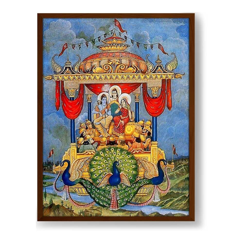 Lord Rama Pushpakaviman - Framed Canvas