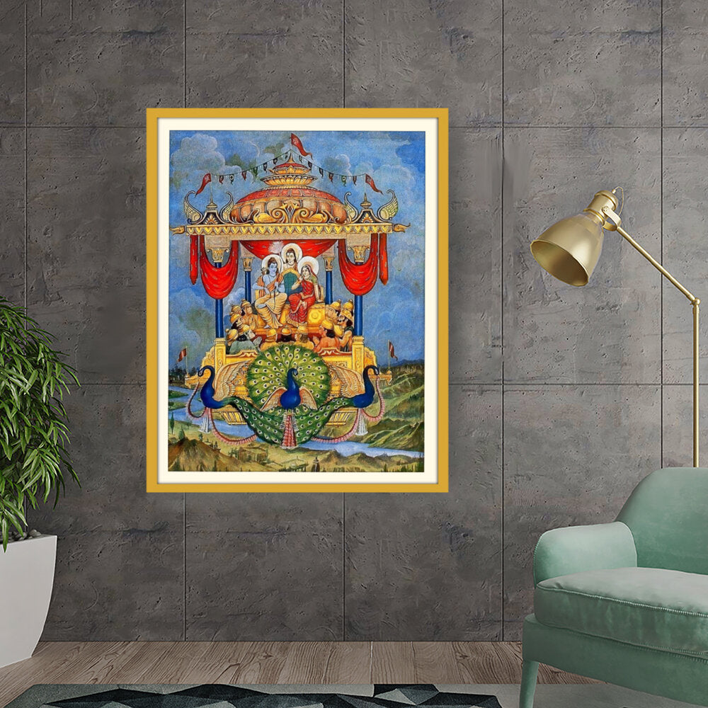 Lord Rama Pushpakaviman - WALL MOUNT FRAME